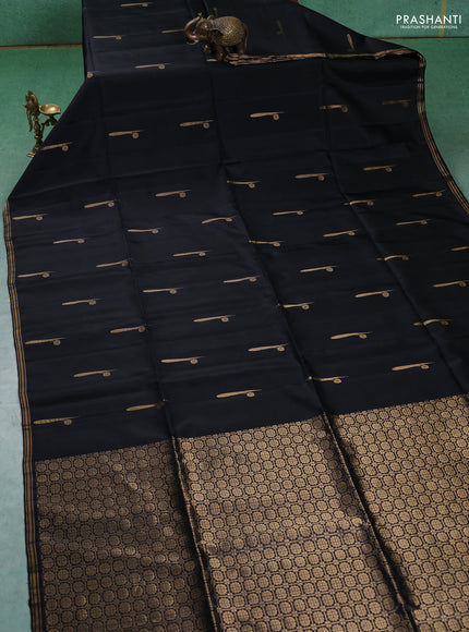 Pure soft silk saree black with zari woven buttas and zari woven border
