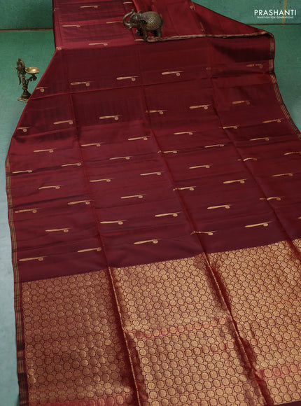 Pure soft silk saree rustic orange with zari woven buttas and zari woven border