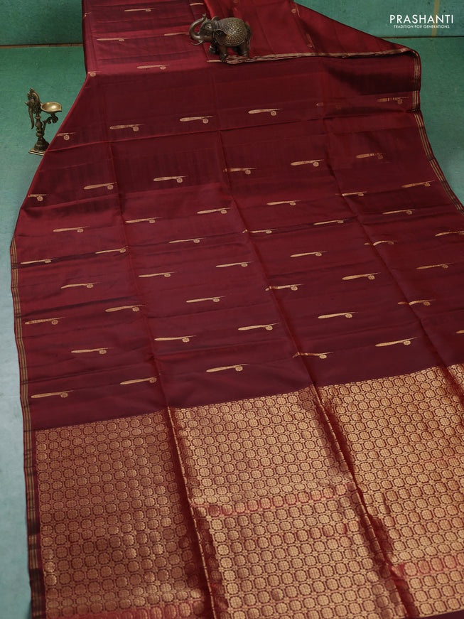 Pure soft silk saree rustic orange with zari woven buttas and zari woven border