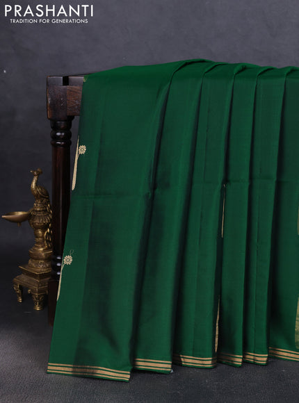 Pure soft silk saree green with zari woven buttas and zari woven border