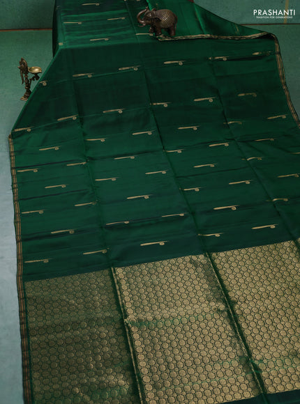 Pure soft silk saree green with zari woven buttas and zari woven border