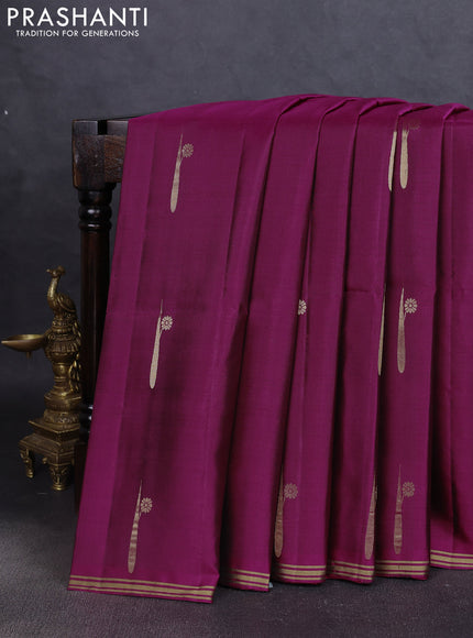 Pure soft silk saree purple with zari woven buttas and zari woven border