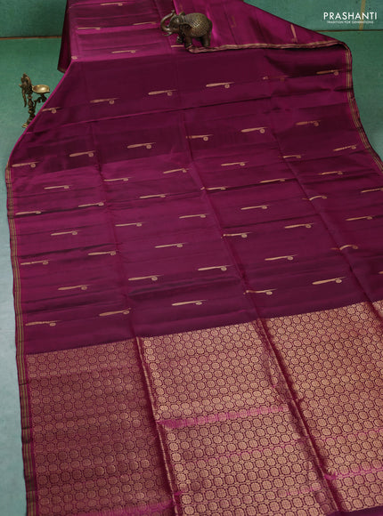 Pure soft silk saree purple with zari woven buttas and zari woven border