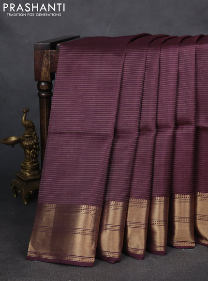 Pure soft silk saree wine shade with allover zari weaves and zari woven border