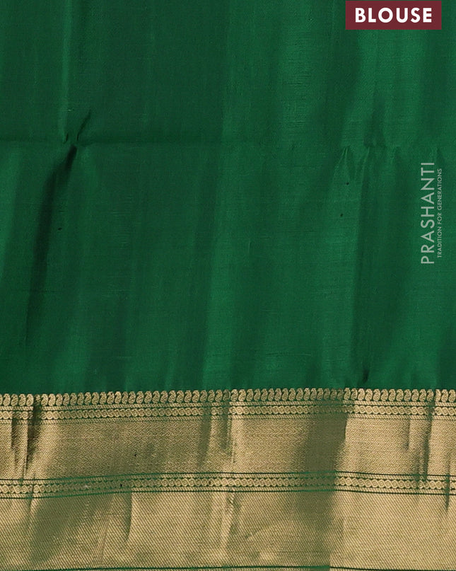 Pure soft silk saree green with allover zari weaves and zari woven border
