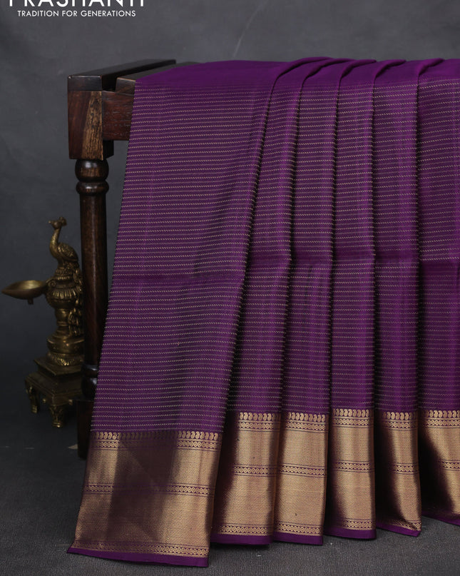 Pure soft silk saree violet with allover zari weaves and zari woven border