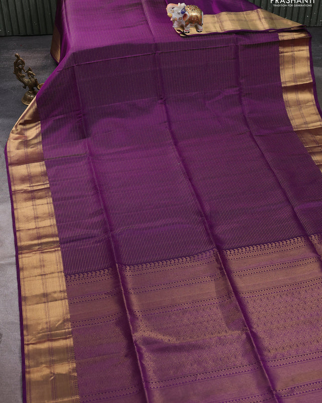 Pure soft silk saree violet with allover zari weaves and zari woven border
