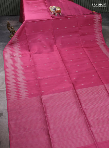 Pure soft silk saree mauve pink with silver zari woven buttas and silver zari woven border