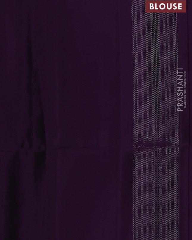 Pure soft silk saree violet with silver zari woven buttas and silver zari woven border