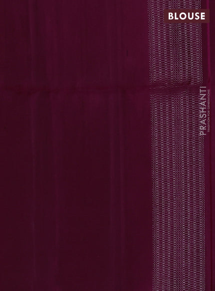 Pure soft silk saree dark magenta pink with silver zari woven buttas and silver zari woven border