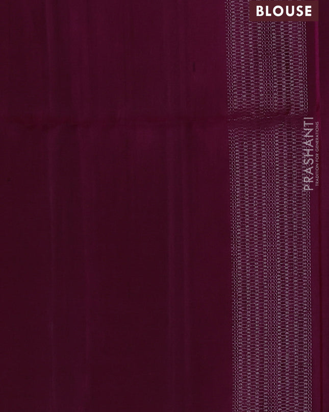 Pure soft silk saree dark magenta pink with silver zari woven buttas and silver zari woven border
