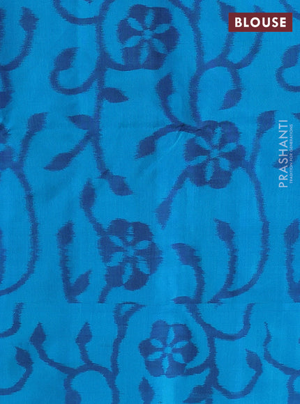 Pure soft silk saree navy blue and teal blue with zari woven buttas and ikat style border