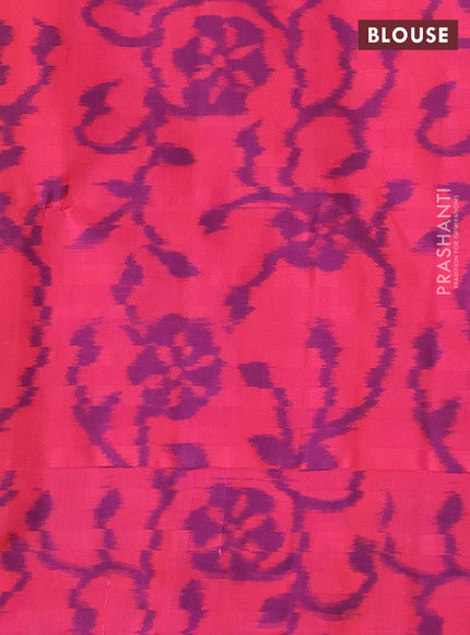 Pure soft silk saree lime yellow and dual shade of pinkish orange with zari woven buttas and ikat style border