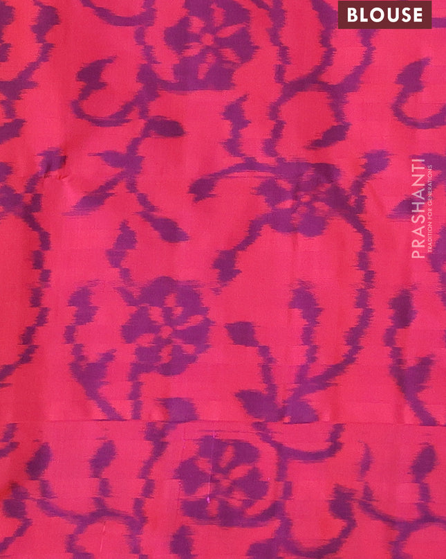 Pure soft silk saree lime yellow and dual shade of pinkish orange with zari woven buttas and ikat style border
