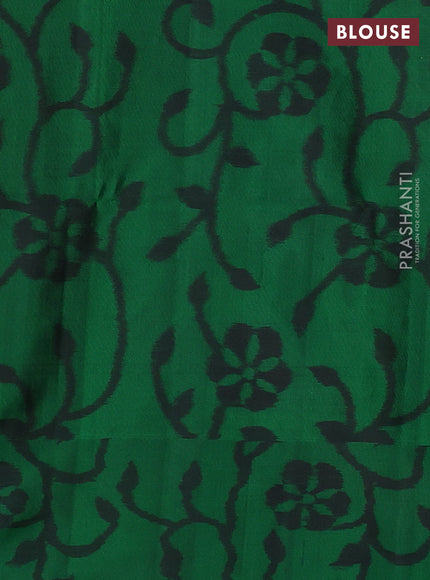 Pure soft silk saree dual shade of pinkish orange and green with zari woven buttas and ikat style border