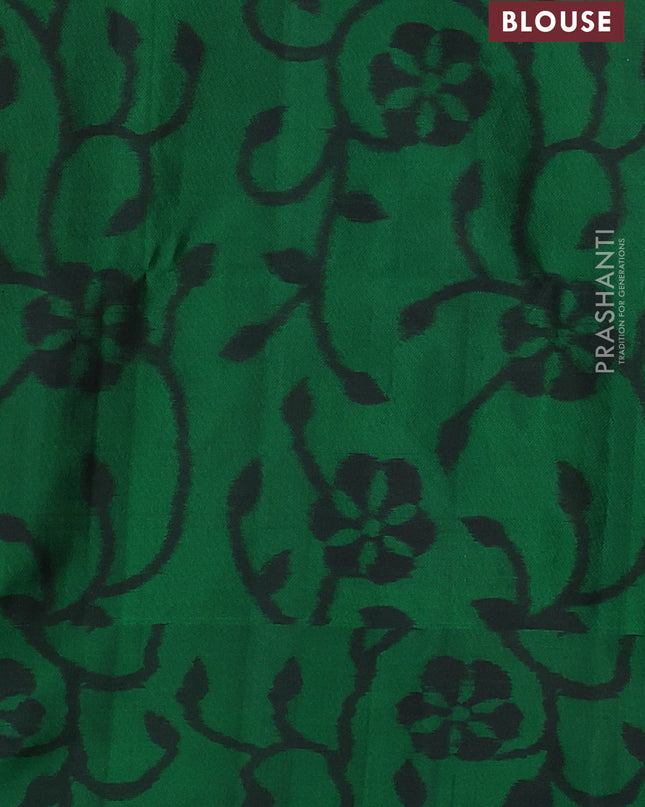 Pure soft silk saree dual shade of pinkish orange and green with zari woven buttas and ikat style border