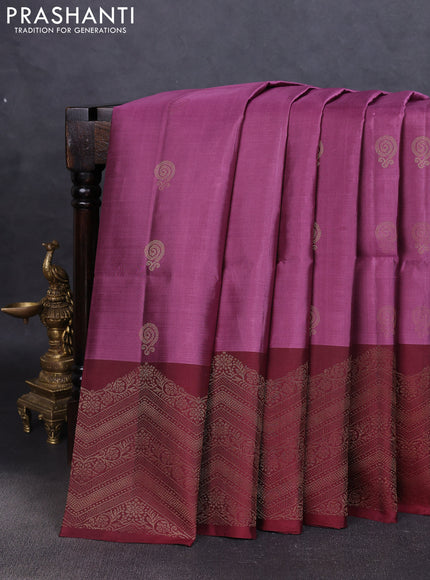Pure soft silk saree purple shade and maroon with zari woven buttas and zari woven border