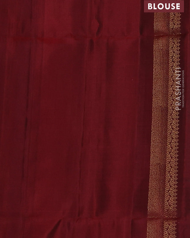 Pure soft silk saree green and maroon with zari woven buttas and zari woven border