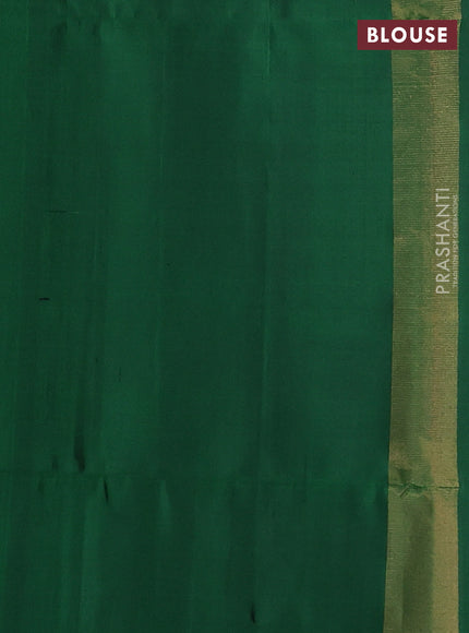 Pure soft silk saree green with allover zari weaves and temple design border