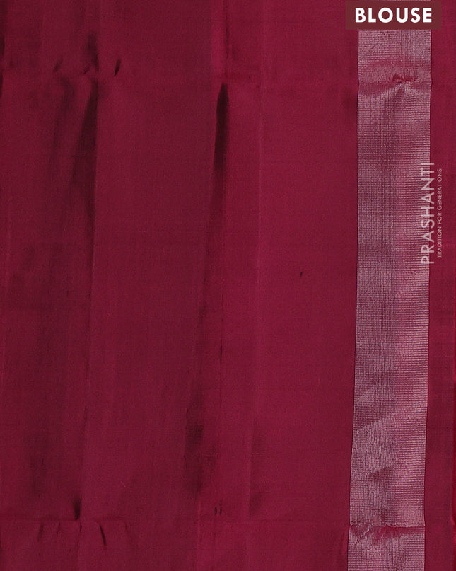 Pure soft silk saree maroon with allover zari weaves and temple design border