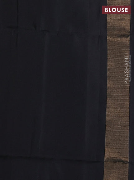 Pure soft silk saree black with allover zari weaves and temple design border