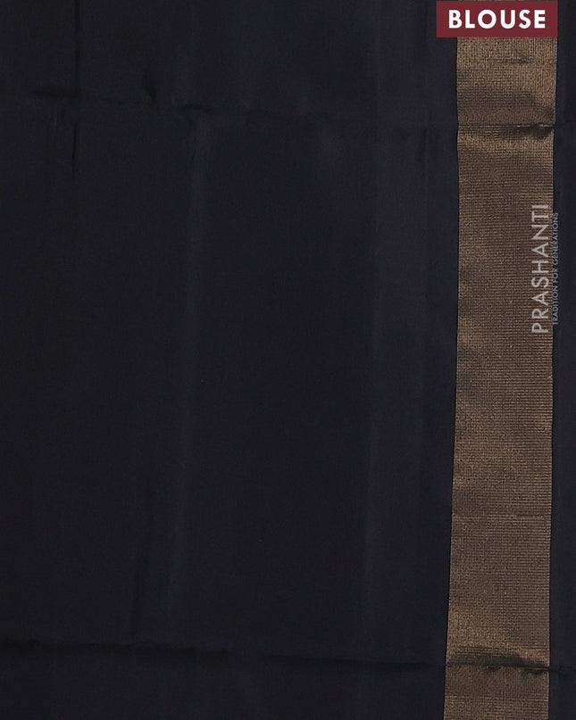 Pure soft silk saree black with allover zari weaves and temple design border