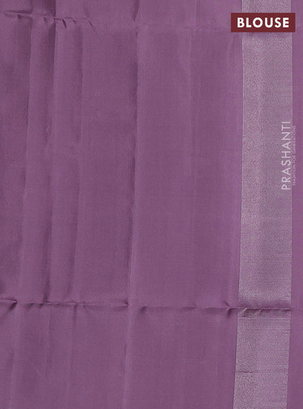 Pure soft silk saree pastel lavender with allover zari weaves and temple design border
