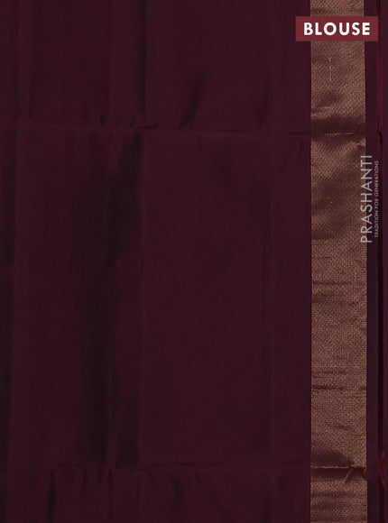 Pure soft silk saree deep maroon with allover zari weaves and temple design border