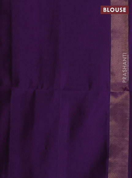 Pure soft silk saree violet with allover zari weaves and temple design border