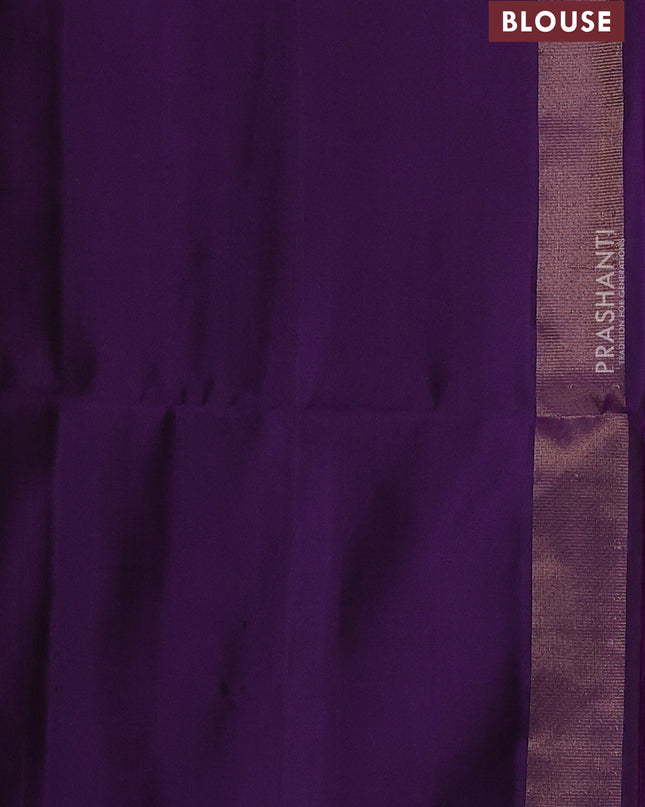 Pure soft silk saree violet with allover zari weaves and temple design border