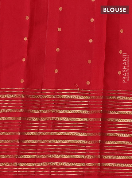Pure soft silk saree manthulir green and red with allover zari weaves and zari woven border
