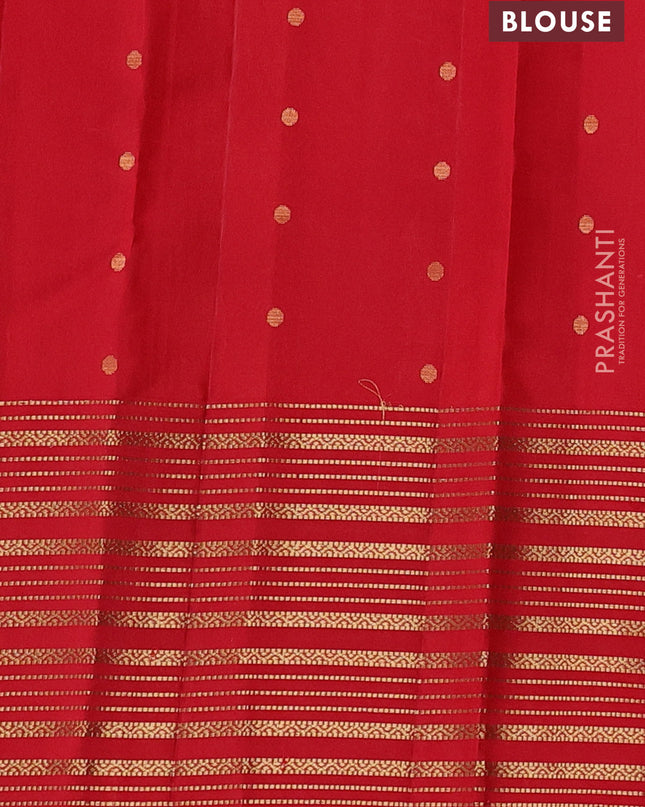 Pure soft silk saree manthulir green and red with allover zari weaves and zari woven border