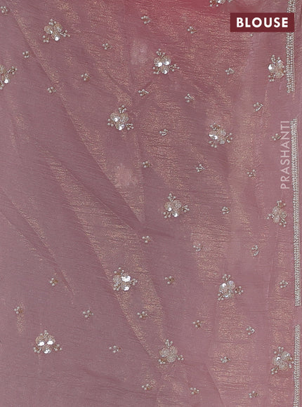 Crush tissue saree pastel pink with beaded work and beaded border