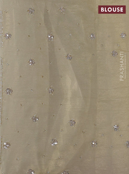 Crush tissue saree pale yellow with beaded work and beaded border