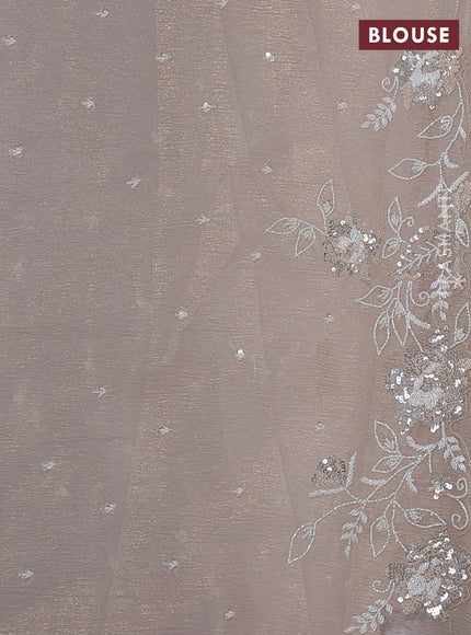 Crush tissue saree grey and wiith allover sequin work and embroidery border