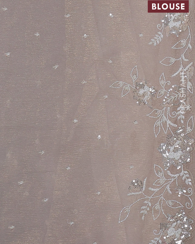 Crush tissue saree grey and wiith allover sequin work and embroidery border