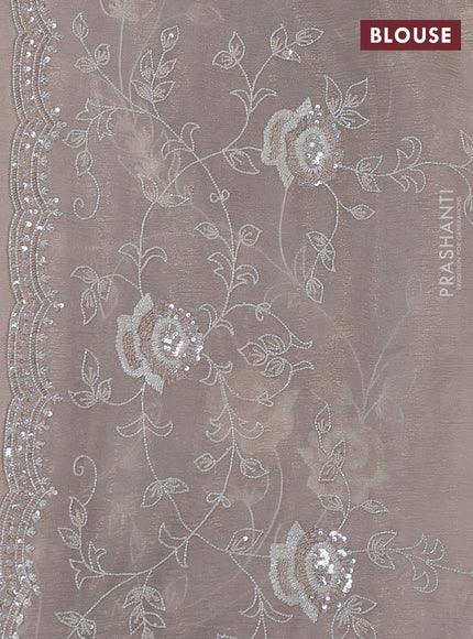 Crush tissue saree beige with allover beaded & sequin work and embroidery border