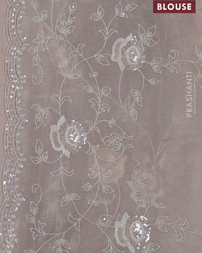 Crush tissue saree beige with allover beaded & sequin work and embroidery border