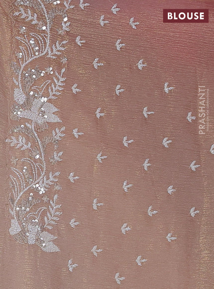 Crush tissue saree beige with allover beaded & sequin work and embroidery border