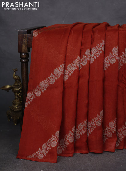 Banarasi semi raw silk saree rustic orange with allover thread & zari weaves and woven border