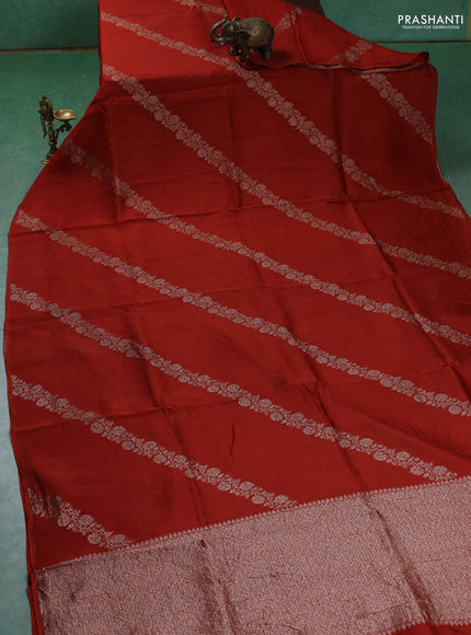 Banarasi semi raw silk saree rustic orange with allover thread & zari weaves and woven border