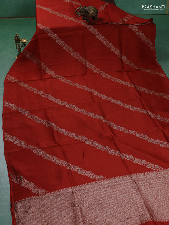 Banarasi semi raw silk saree rustic orange with allover thread & zari weaves and woven border