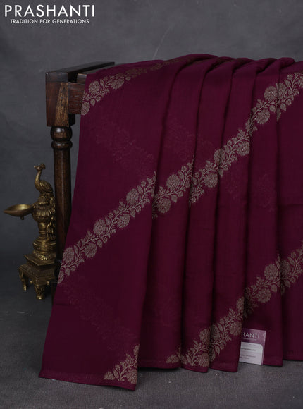 Banarasi semi raw silk saree deep purple with allover thread & zari weaves and woven border