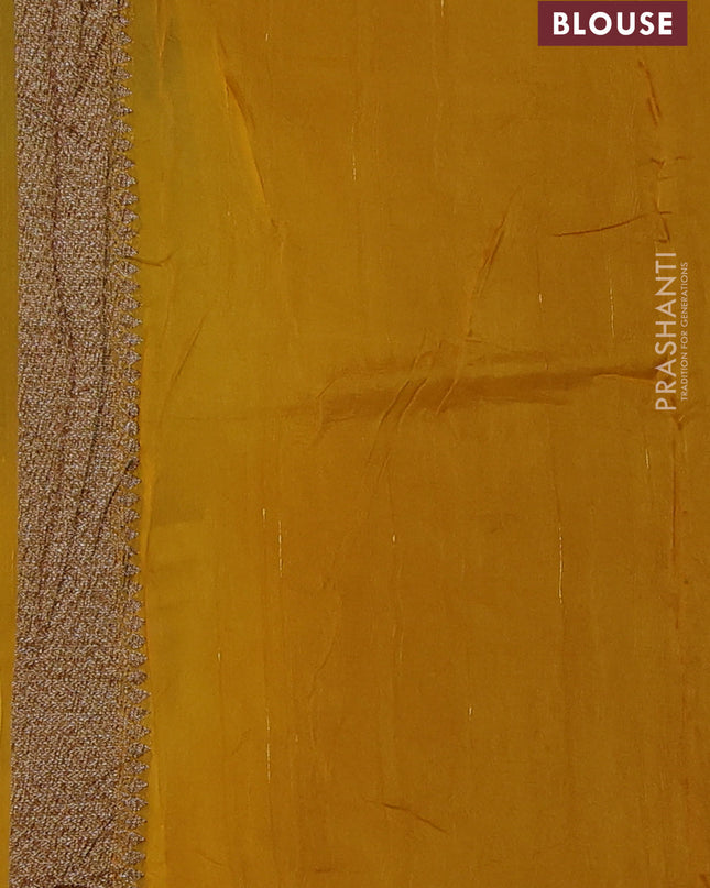 Banarasi semi raw silk saree mustard yellow with allover thread & zari weaves and woven border