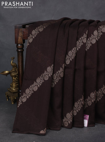 Banarasi semi raw silk saree coffee brown with allover thread & zari weaves and woven border