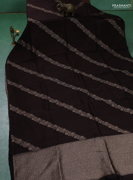 Banarasi semi raw silk saree coffee brown with allover thread & zari weaves and woven border