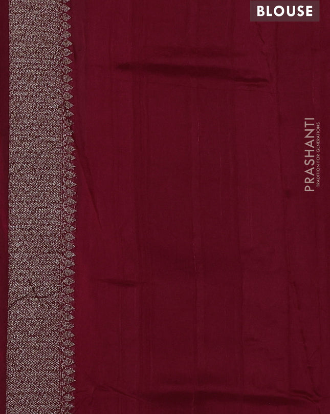 Banarasi semi raw silk saree red with allover thread & zari weaves and woven border