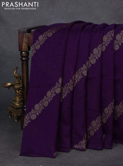 Banarasi semi raw silk saree violet with allover thread & zari weaves and woven border