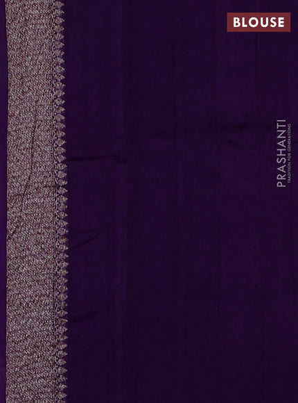 Banarasi semi raw silk saree violet with allover thread & zari weaves and woven border