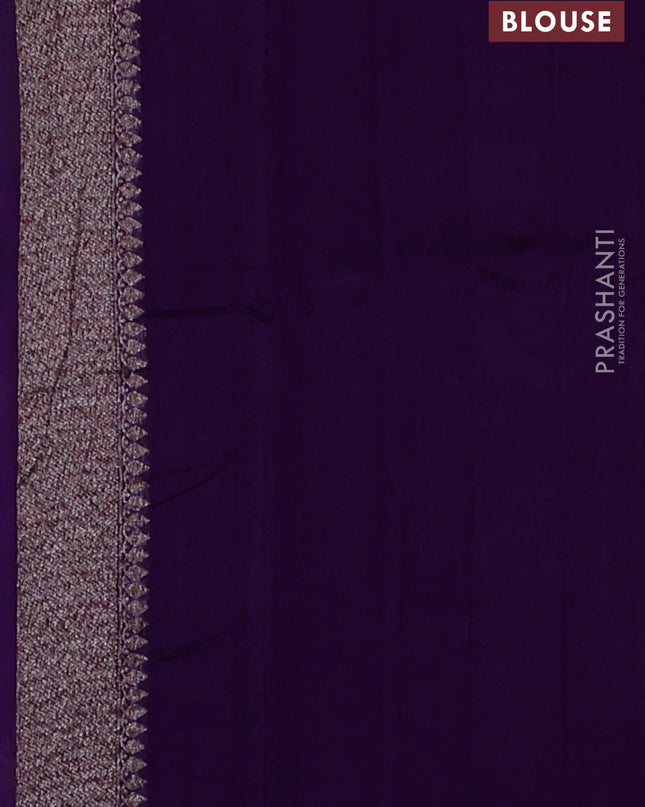 Banarasi semi raw silk saree violet with allover thread & zari weaves and woven border